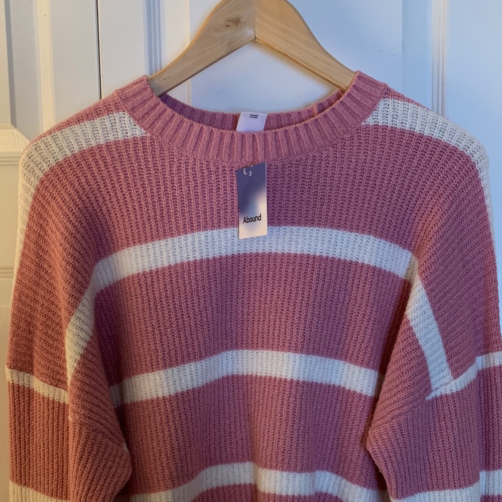 Abound Pink and White Striped Sweater - Picture 7 of 10